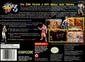 Final Fight 3 (Europe) box cover back